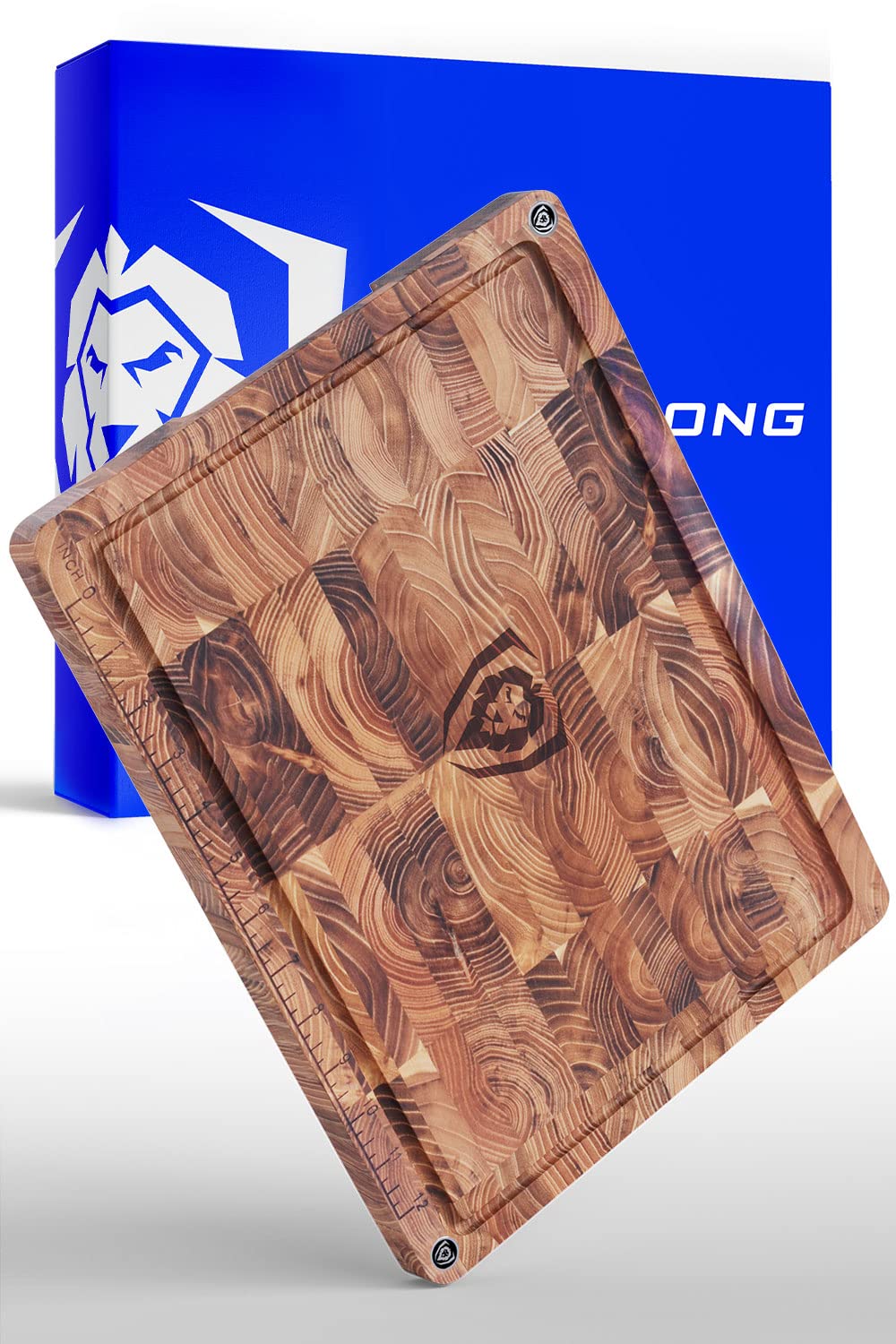 DALSTRONG Teak Wood Cutting Board - 15" x 12" Medium Size - Tight Wood Grain - Laser-Engraved Measurements & Juice Groove - Kitchen Chopping Board - Serving - Large Cutting Boards - Gift Packaging