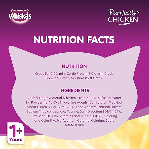 WHISKAS PURRFECTLY CHICKEN WET CAT FOOD CHICKEN ENTREE FLAVOR 3 OUNCES (24 COUNT)