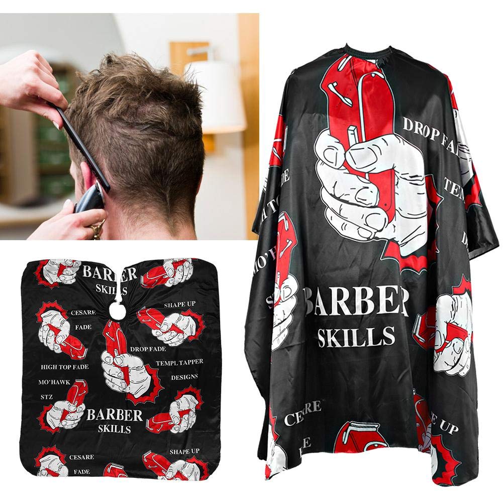 Waterproof Hairdressing Gown, Full Length Breathable Hair Cutting Barbers Cape Salon Gown Cape Hair Styling Wrap for Hair Styling Cuts and Colours (160 x 140cm)(Black)