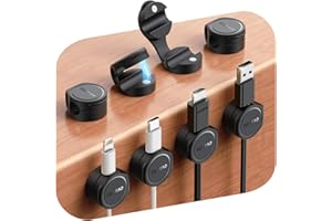 8-Pack Silicone Cord Organizer Magnetic Cable Clips, Adhesive Cable Management Under Desk Wire Hider, FLYLEAD Desktop Cable Organizer for Phone, Office Workspaces Desk Organization Home Accessories