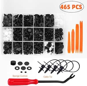 Yhomie 465 PCS Remaches de Plástico, Clips de Retención de Coches para Fijación Universal de Nylon Remache de Plástico con Herramienta de Desmontar - ...