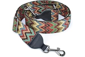 CLOUDMUSIC Banjo Strap Jacquard Woven With Leather Ends Gunmetal Clips(Coloful Waves)