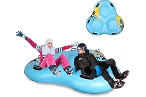Wodesid Snow Tubes for Sledding Heavy Duty Snow Tube Extra Large 60 Inch Inflatable Snow Sled with Big Handles Ski Circle Suitable for 3 Kids/2 Adults