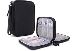 Electronic Organizer Bag, GO2HEJING Waterproof Travel Cable Organizer Case, Portable Tech Bag for Keeping Cell Phone/Power Bank/Power Cord/Charger Cables/Wireless Mouse/Earphone/Portable Batteries