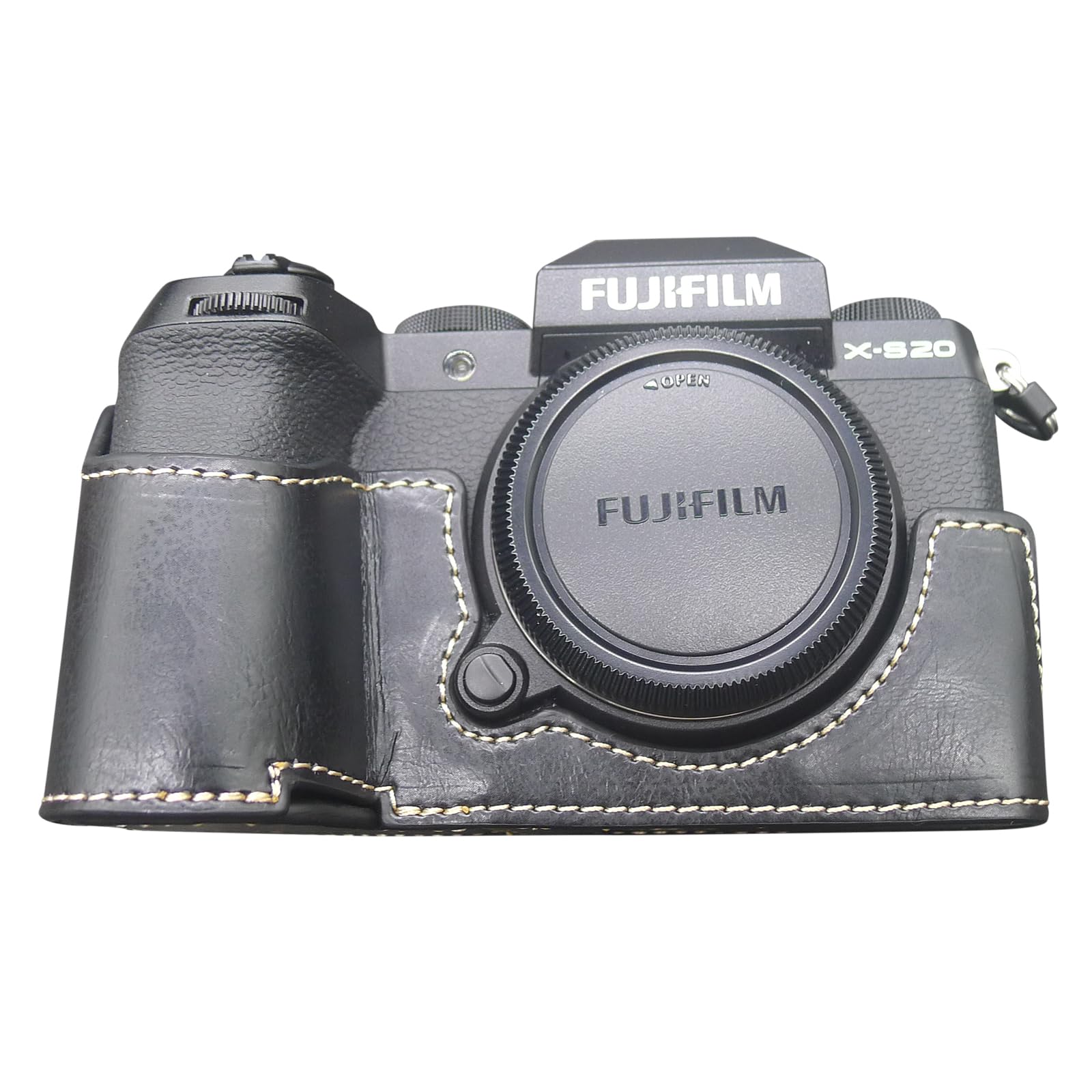 Rieibi Fuji X-S20 Case - PU Leather Half Case for Fujifilm XS20 Digital Camera - Body Protective Grip Case for Fuji XS20 X-S20 - Black