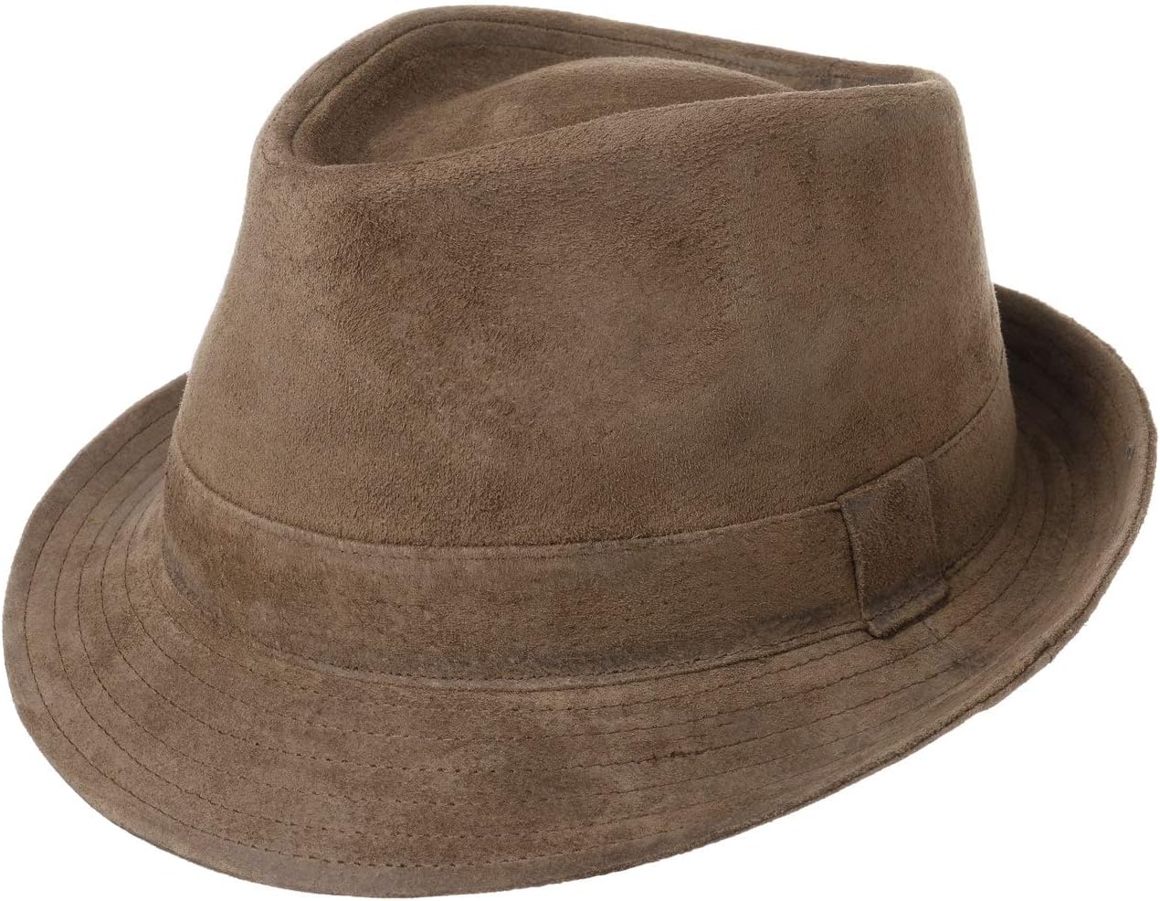 Lipodo Smooth Trilby Leather Hat Women/Men - Fedora with Trim Summer-Winter