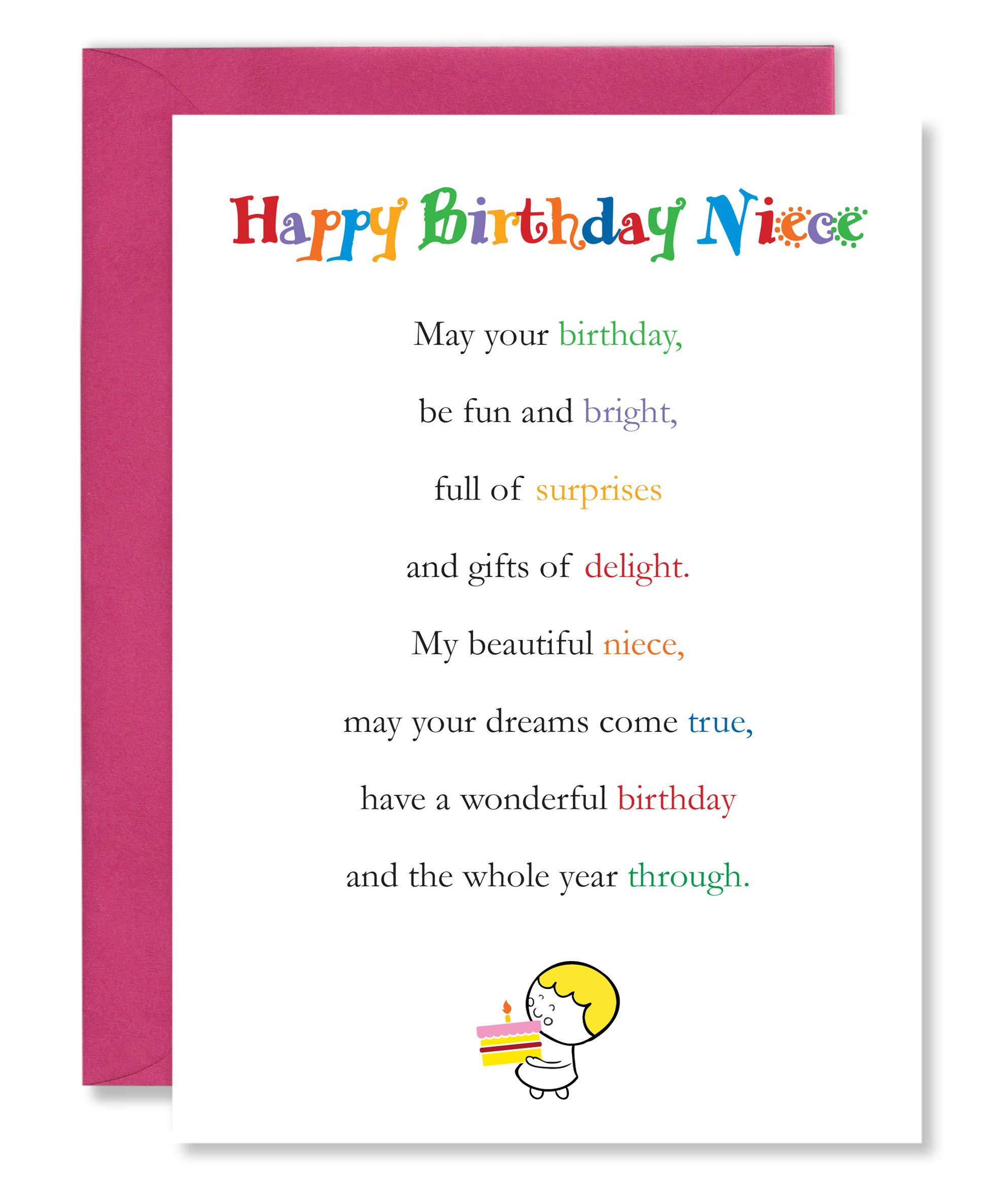 Clarabelle Cards - Happy Birthday Niece Greetings Card with Lovely Poem Verse sold by Card Candy