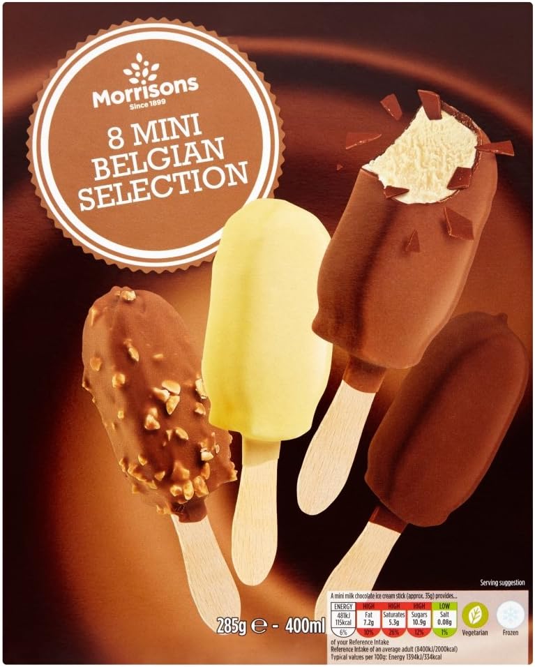 Morrisons Mini Belgian ChocolateCoated Vanilla Ice Creams, 8x38g