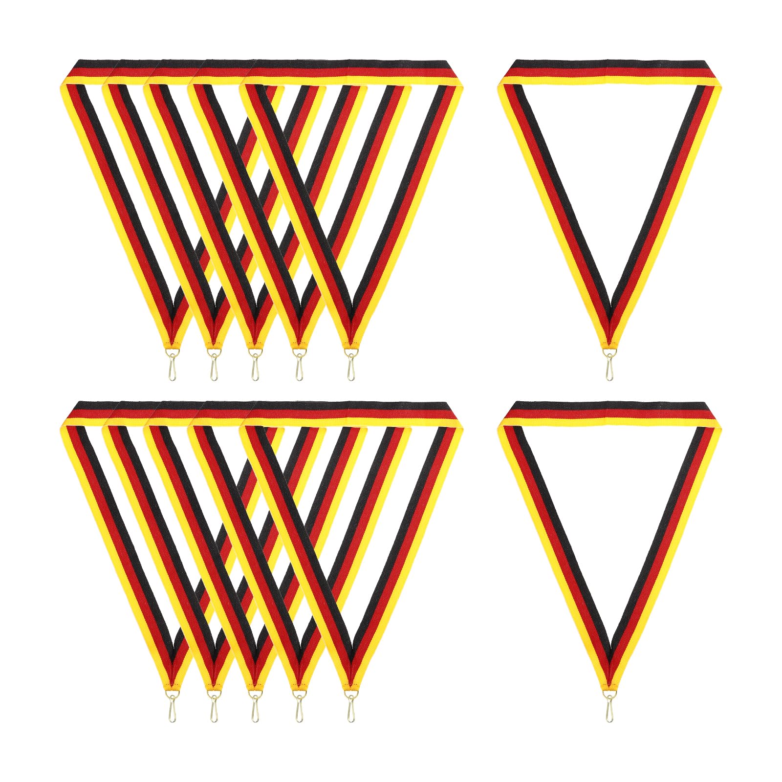 PATIKIL Award Neck Ribbons with Snap Clips, 12 Pcs Polyester Striped Medal Lanyards Ribbon for Competitions Sports Meetings Sports Party, Black Red Yellow