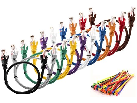MutecPower MultiKable - CAT5E Netzwerk Ethernet -Patch-Kabel [ 0.5M ] UTP - mit 2x RJ45 Stecker Set “10 Stück, 10 Farben “ (1