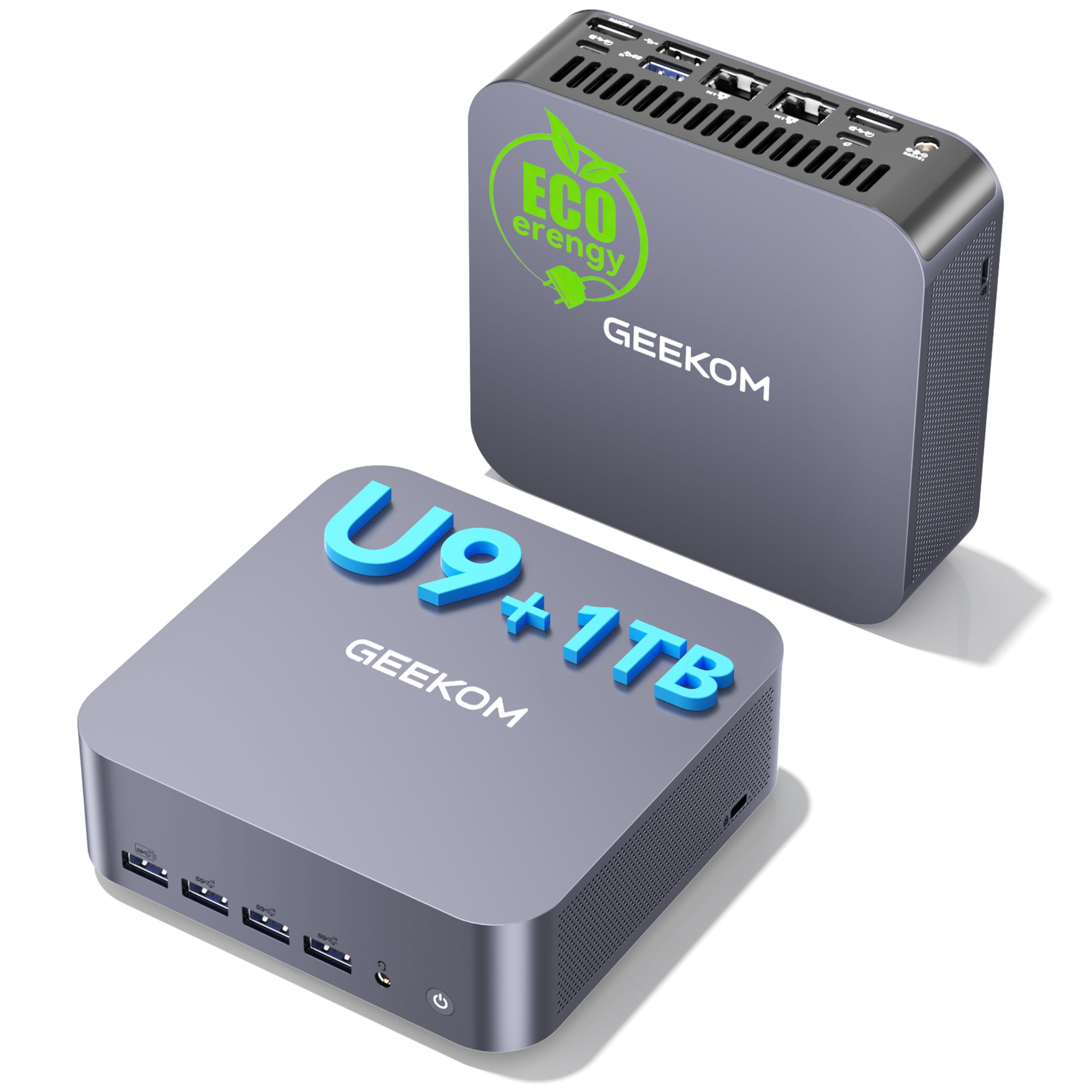 GEEKOM GT1 Mega AI Mini PC mit Intel Core Ultra 9 185H | 1TB SSD 16GB DDR5 | 6 USB Ports | 4 x 8K Display | 3-Jahren-Garantie | AR Echtzeitfunktion | Vorinstalliert Windows 11 Pro Mini Desktop PC