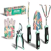 GardenHOME 5-Piece Gardening Tool Kit with Gloves – Durable Floral Garden Tools for Women, Complete Outdoor Garden Set