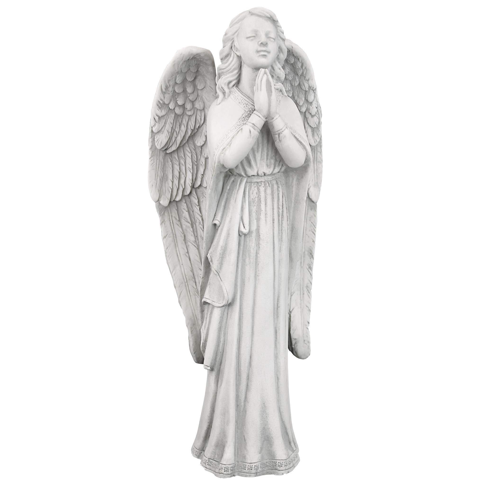 Design Toscano Divine Guidance Praying Guardian Angel Religious Garden Statue, Medium, 34.5 cm, Polyresin, Antique Stone