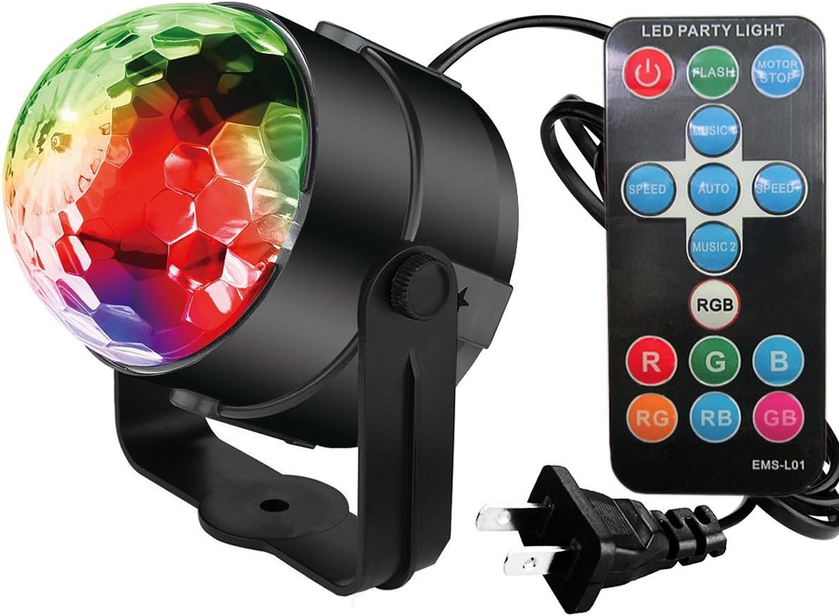 Party Lights ROSIMO Sound Activated Disco Ball Lights with Remote Control Dj Lighting, Strobe Dance Light RGB 3w 7 Colors Led Stage Lights For Christmas Home KTV Xmas Wedding Show Pub