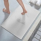 AMOAMI Ultra Thin Bathroom Rugs, Rubber Backed Bath Mats for Bathroom Non Slip, Absorbent Bathroom Mat for Floor, Shower, Sink (17"x28", White)
