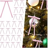 30 Pcs Pink Velvet Ribbon Bows for Christmas Tree - 5 x 7 Inch Vintage Rustic Ribbon Bows for Door Garlands, Gifts, and Xmas Home Outdoor Indoor Decoration