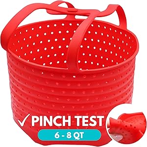 WaveLu Silicone Steamer Basket – [Pinch Tested] Instant Pot Accessory for Insta Pot 6 & 8 Quart IP, Ninja Foodi & Similar Size Pressure Cooker Accessories