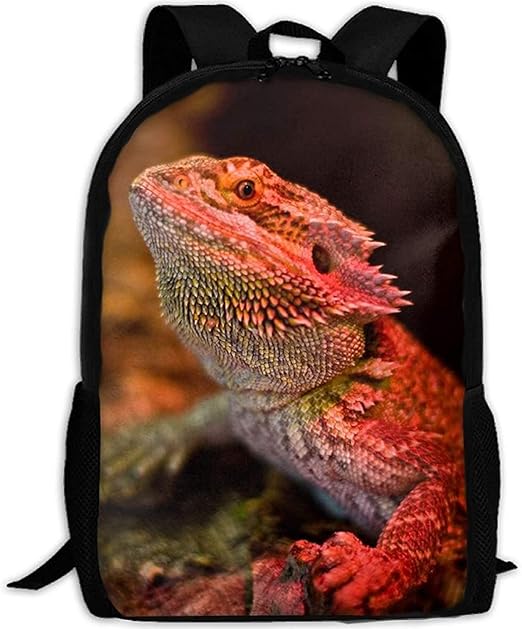 Backpacks Adult Kids Backpack Red Bearded Dragon Lizards White Laptop