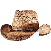 Straw Cowboy Cowgirl Hats for Women Mens Summer Beach Sun Hat