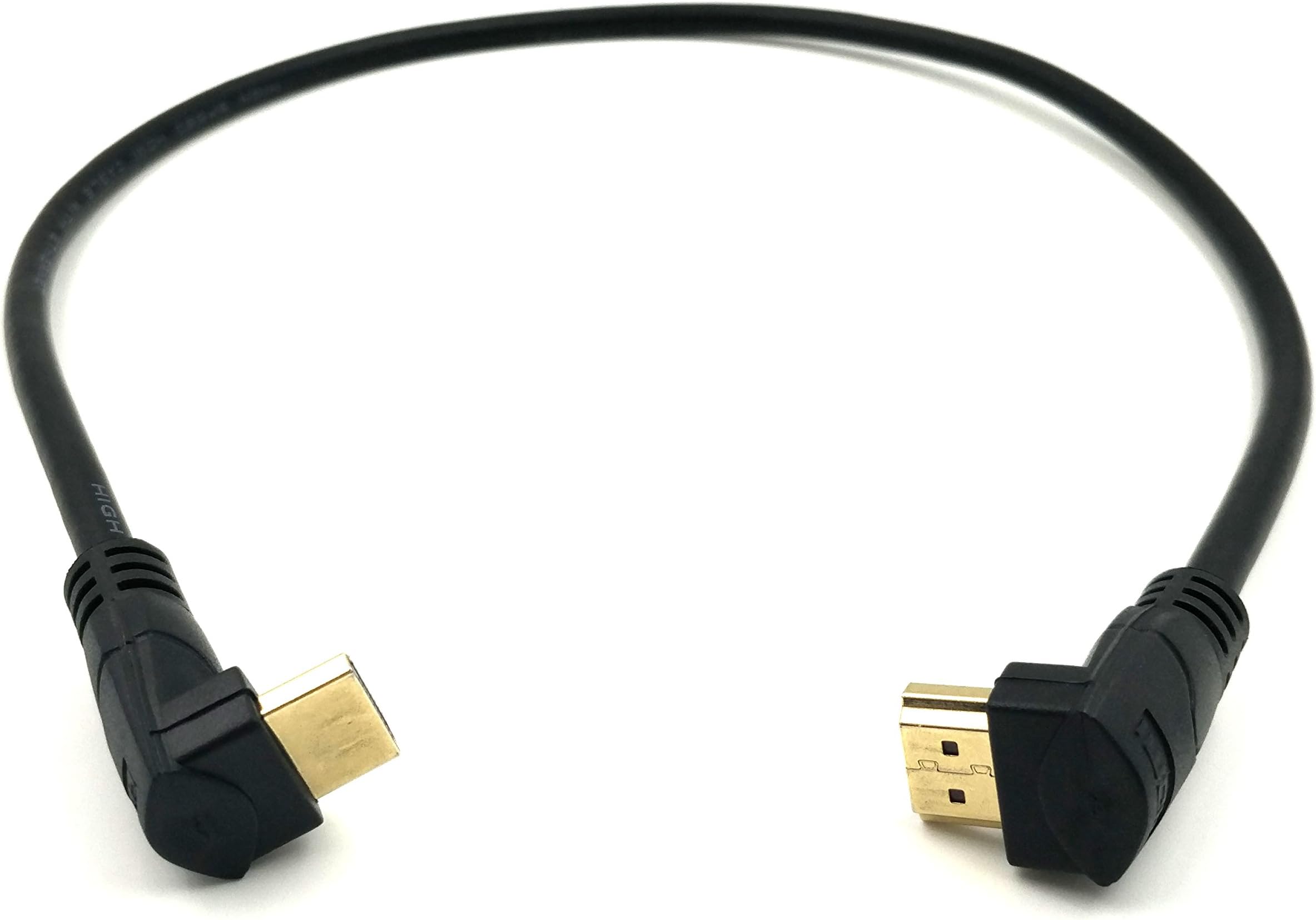 Maxhood 90 Degree HDMI 2.0 Cable, 2Ft / 60cm 4K HDMI Male to Male Upward Angle to Downward Angle Cable Gold Plated High Speed Short HDMI Cable 60Hz, 4K 2K (M/M Up-Down)