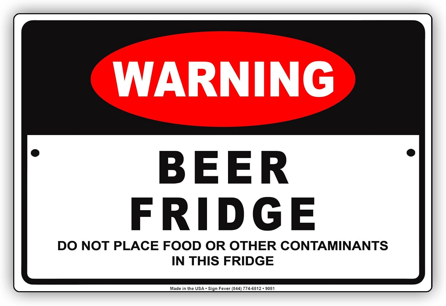 Warning Beer Fridge Only No Food Or Other Items Funny Man Cave Notice Alcohol