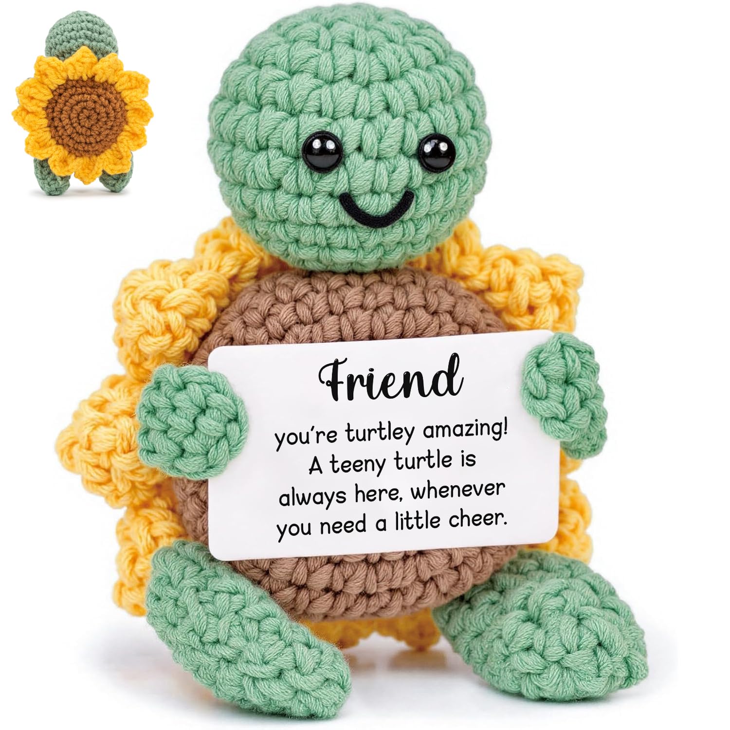 Bafiwu Funny Positive Turtle Gifts,Friendship Gifts for Women, for Women Birthday,Handmade Emotional Support Crochet Animals for Christmas Decor (Friend)