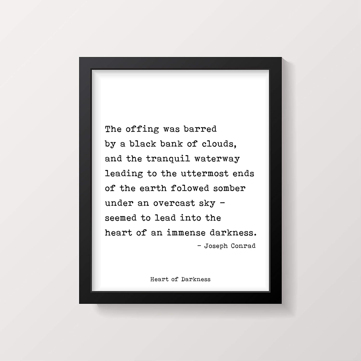 Arvier Joseph Conrad Quote Print Closing Lines From Heart Of Darkness Wall Decor Black And White Art Print Classic Book Print Framed Wall Art Amazon Ca Generic amazon ca