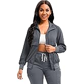 Scrubspro Scrub Jackets long Sleeve Medical Scrub Jackets for Women Zip Front