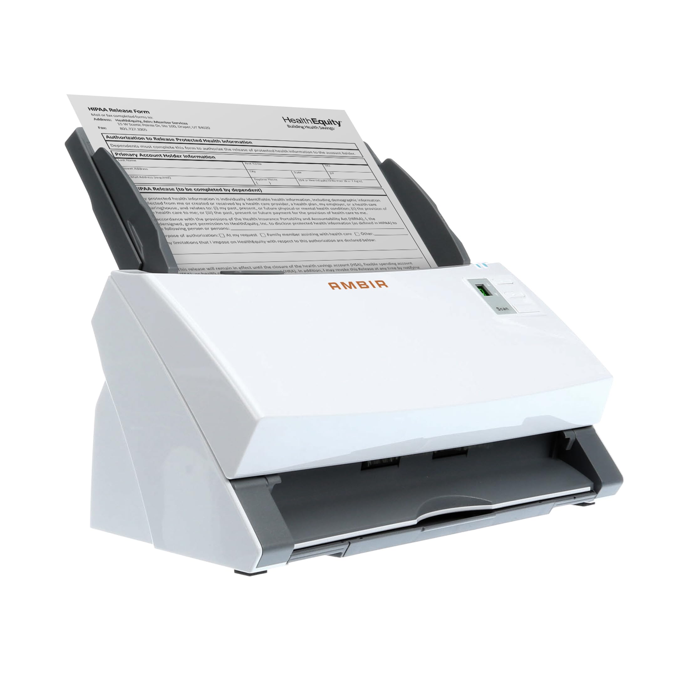 Ambir Technology ImageScan Pro 340 40ppm High-Speed ADF Scanner for Windows PC and Mac, White