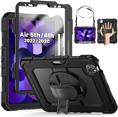 SEYMCY Case for iPad Air 5th/4th 10.9 Includes Screen Protector Shockproof 360°