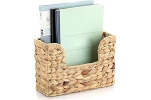 Magazine Holder, Handwoven Water Hyacinth Mail Holder Boho Storage Basket for Entryway, Living Room, Office, Mail for Wall