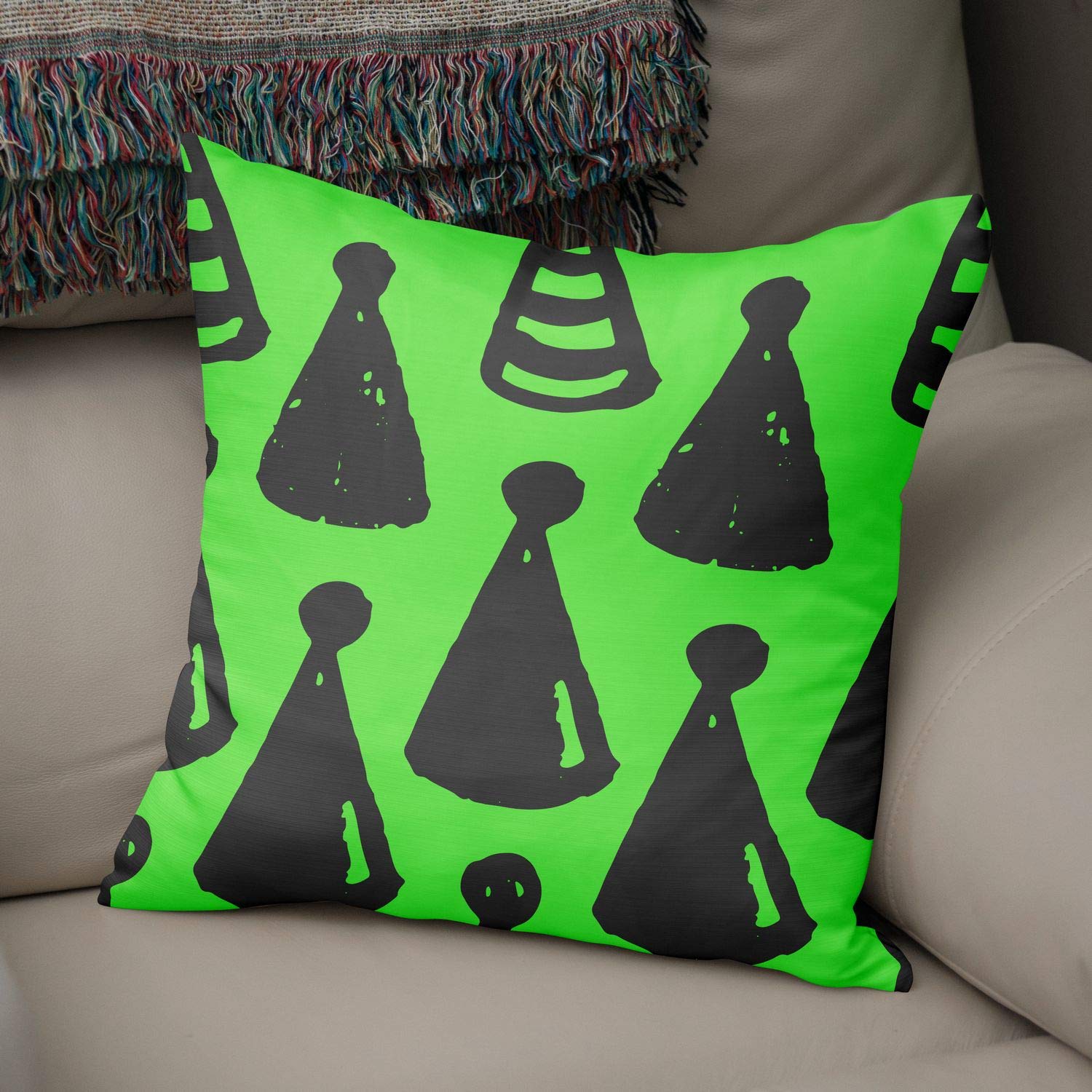 Bonamaison Decorative Cushion Cover Neon Green & Fume, Throw Pillow Covers, Home Decorative Pillowcases for Livingroom, Sofa, Bedroom, Size: 43X43 Cm - Designed and Manufactured in Turkey
