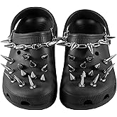 Maxpooktai Goth Charms for Clog,Shoe Chains,Metal Spikes Punk Rivets Charms for Clog Sandals Accessories Shoe Decorations for Women Girls.