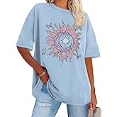 Womens Oversized Tshirt Graphic Tees Crew Neck Summer Short Sleeve Loose Fit Tops