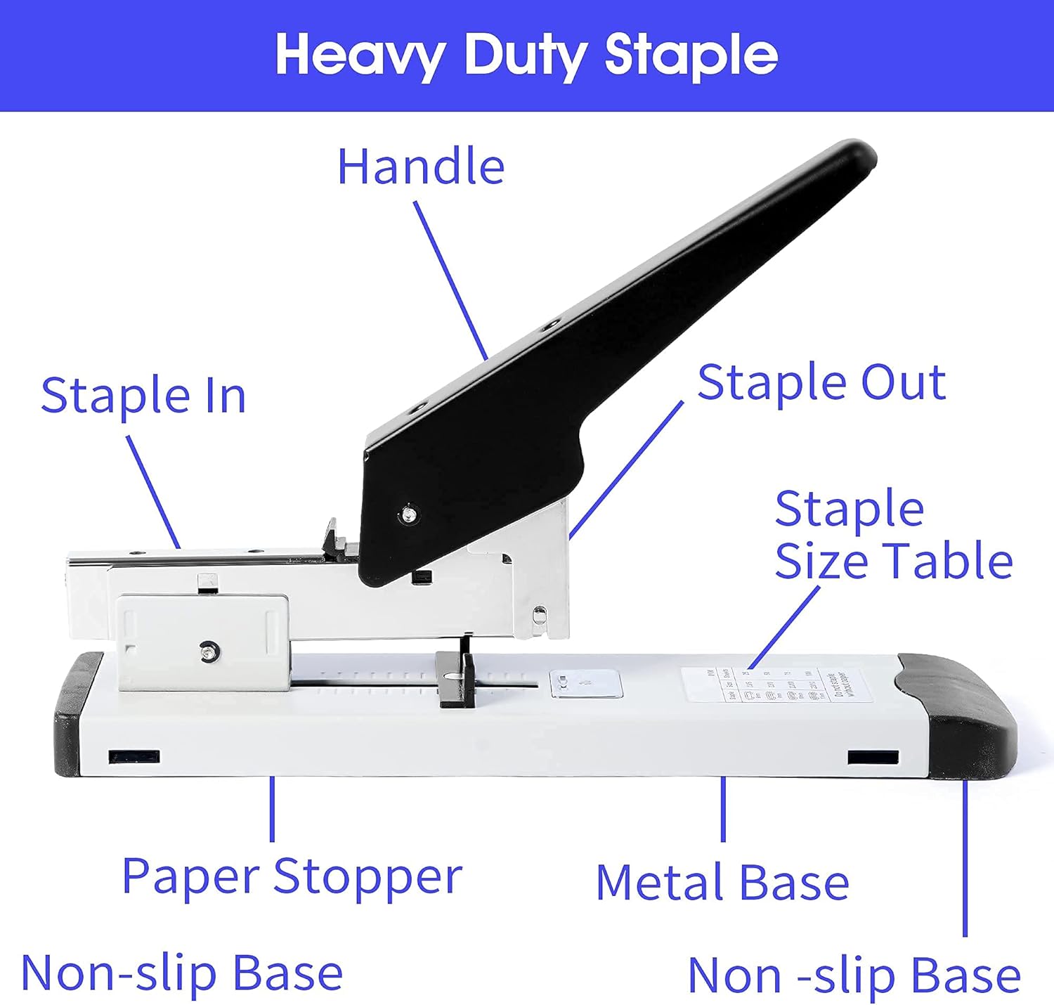 Stapler Heavy Duty, 100 Sheet high Office Stapler, with 4000 Staples, Manual Big Stapler, Metal Include 23/13 & 23/10 &23/8& 23/6 Staples Each 1000PCS : Office Products