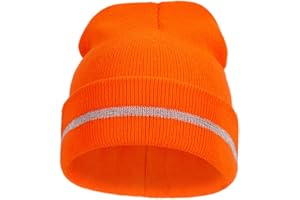 MELASA Unisex Reflective Winter Hat, High Visible Soft Safety Beanie Warm for Running Outdoor Work