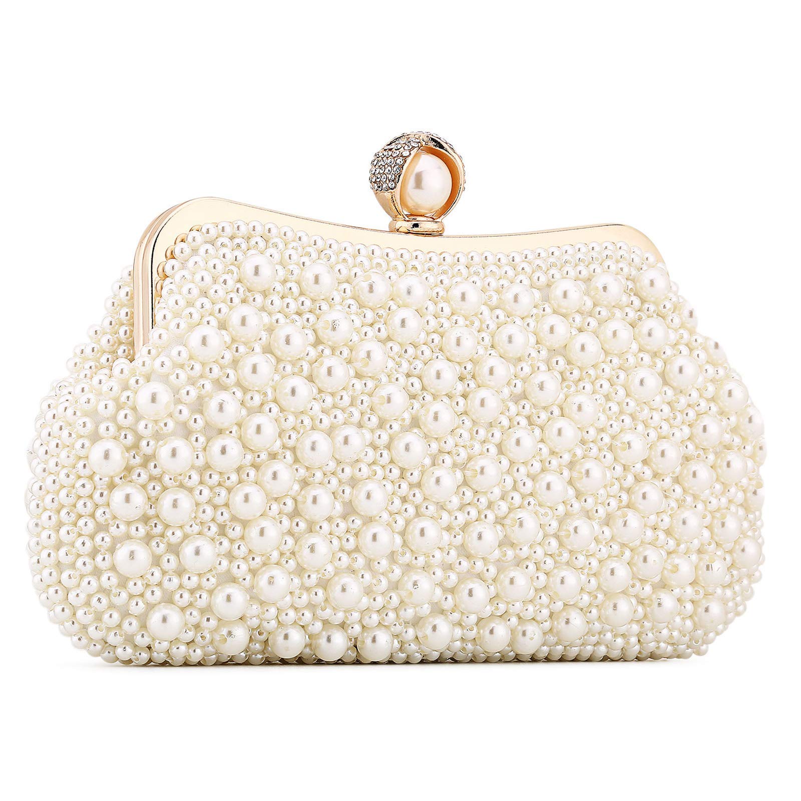 UBORSE Evening Clutch Purse Wedding Beaded Pearl Clutch Bag Bridal Handbags Chain Small Shoulder Crossbody Bags for Womens Ladies