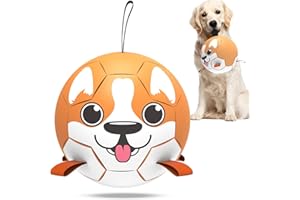 QDAN Shiba Inu Dog Toys Soccer Ball with Straps, Interactive Dog Toys for Medium Large Dogs, Puppy Birthday Gifts, Dog Tug Toy, Dog Water Toy, Durable Dog Balls（8 Inch）