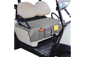 PGMOON Golf Cart Seat Covers, Universal Golf Cart Seat Towel Blanket with 4 Front Pockets & Nonskid Bottom Fits for EZGO, Yamaha, Club Car and More 2 Person Seats Golf Carts