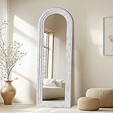 MirrMuse Rustic Arched Full Length Mirror Wood Frame, 64"X21" Farmhouse Floor Mirror with Stand for Bedroom Living Room Dressing Room Entryway, Free Standing Mirror Leaning or Wall Mounted, White