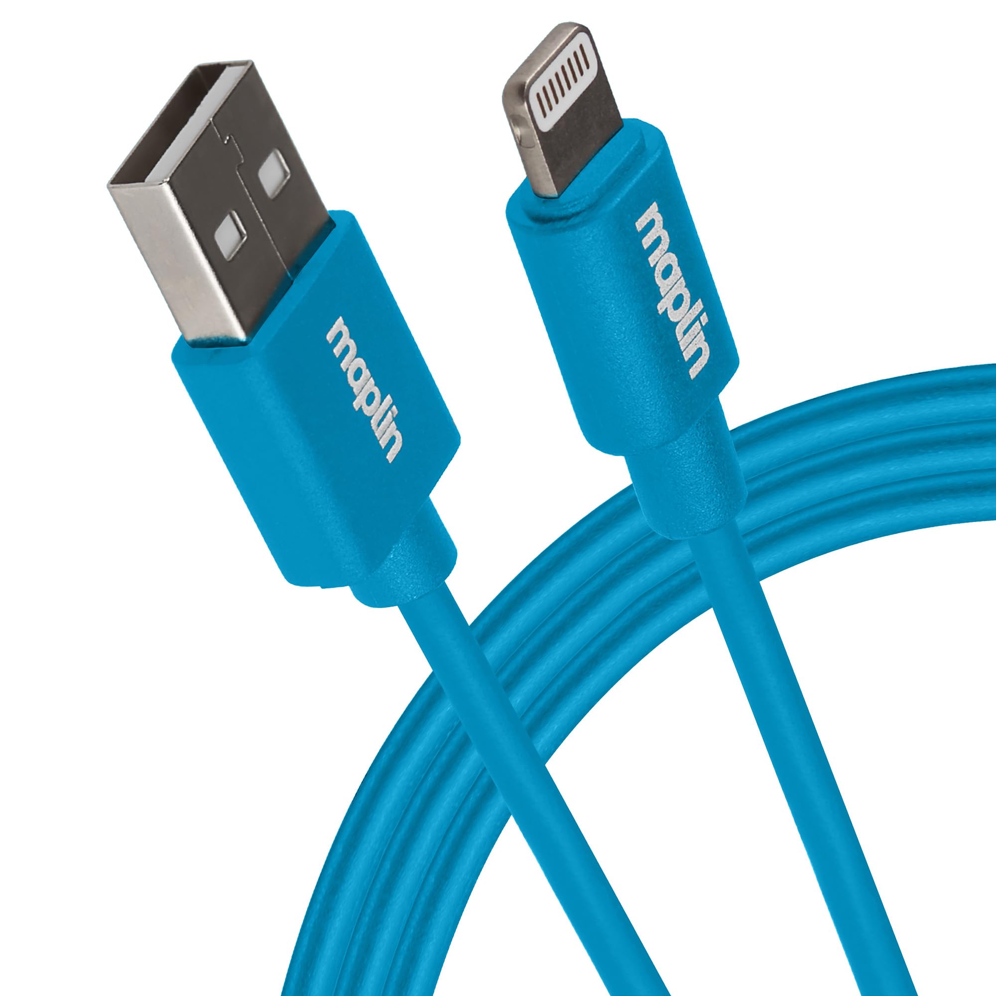 Maplin Premium Lightning to USB-A Cable Blue, 0.75m, Apple MFI Certified, for all iPhones 14, 13, 12, 11, SE, iPad Air/Mini (2019), iPad (up to 2021), Airpods (Lightning Case) — image 1