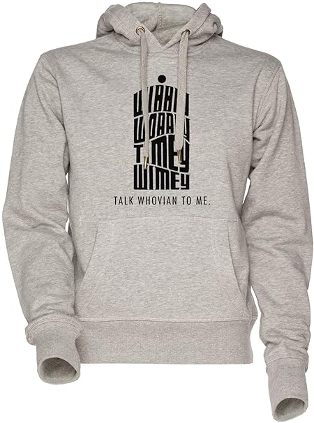 Talk Whovian to Me Unisex Herren Damen Kapuzenpullover Sweatshirt Grau Men's Women's Hoodie Grey