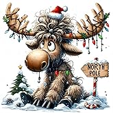 GXGLLPZBY 5D Christmas Diamond Art Kits for Adults Beginners, DIY Cute Deer Diamond Painting Kits, Full Drill Paint by Diamonds Dot Gem Art Painting Kit, for Home Wall Decor 13.8x13.8inch