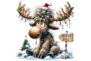 GXGLLPZBY Christmas Painting by Numbers Kit for Adults Beginner,Cute Deer Color by Numbers for Adults,Moose Adult Paint by Number Kits on Canvas,Paint by Numbers Easy for Home Wall Decor 15.7X15.7 Inch