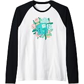 Adventure Time BMO Floral Smile Raglan Baseball Tee