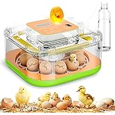 Incubator for Hatching Eggs, Temperature and Humidity Control, Automatic and Adjustable Egg Turning & Incubation Day, Built-i