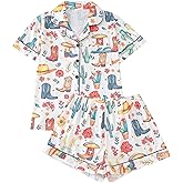 WDIRARA Women's Plus Size 2 Piece Cartoon Print Pajama Set Cute Floral Button Down Shorts Pj Sets Sleepwear