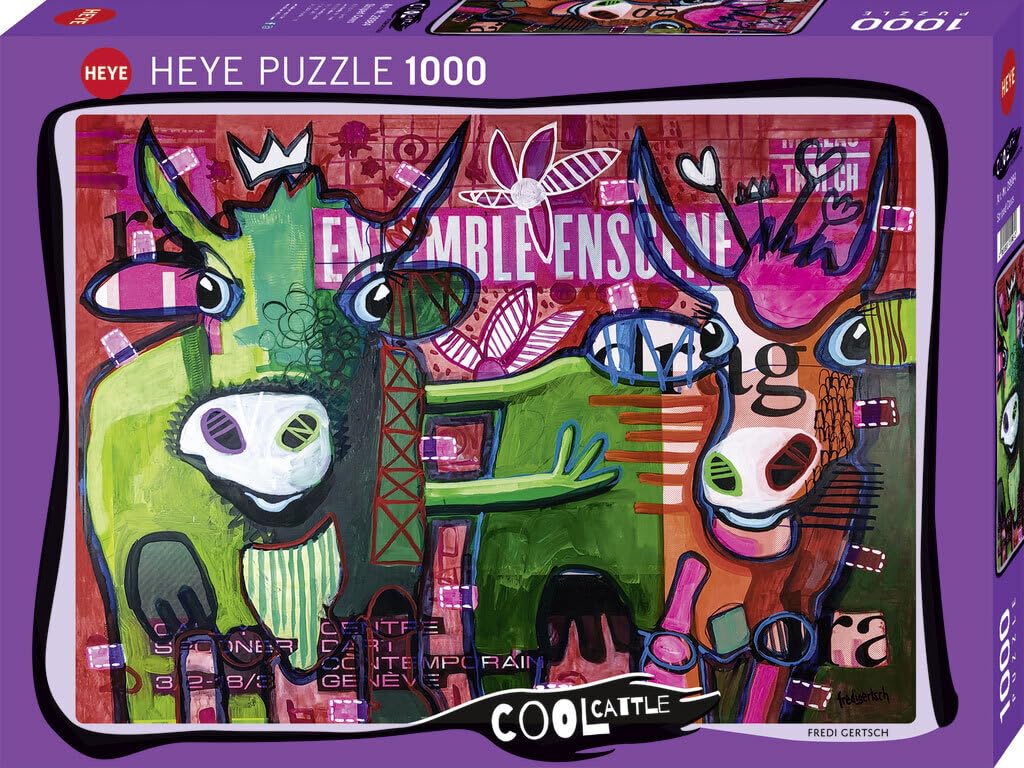 Heye Puzzles - 1000 Pc - Cool Cattle, Striped Cows