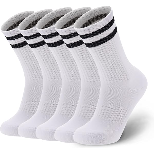thumbnail interactive-video image 1 of 6-Pack Mens White Cotton Athletic Crew Socks – Comfort Cushion Hiking Socks 1 of 6