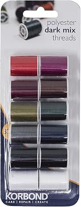 Korbond 110783 12 x 32 m Dark Mix Polyester Thread Selection